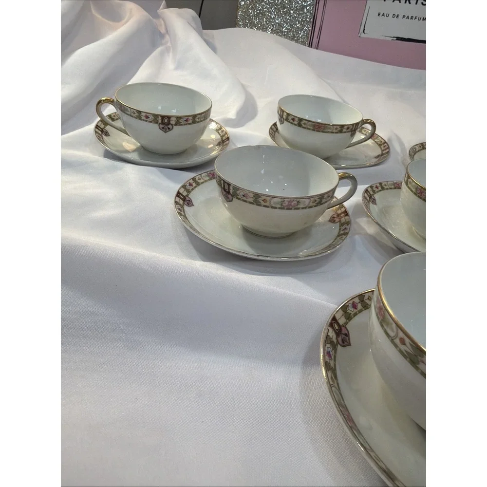 16 Pc Rare Noritake Nippon 1920's Vintage Serving Saucer & CupTea Victorian‎ 57